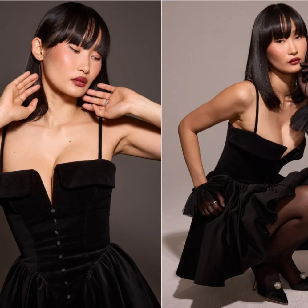 HOUSE OF CB 'Selina' Black Velvet Tulle Mini Dress NWOT - Picture 4 of 7